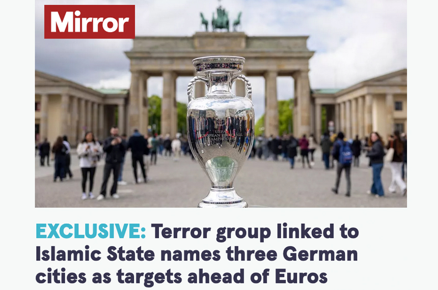 Eine mit dem Islamischen Staat verbundene Terrorgruppe hat drei deutsche Städte als Ziele für die EM im nächsten Monat benannt.